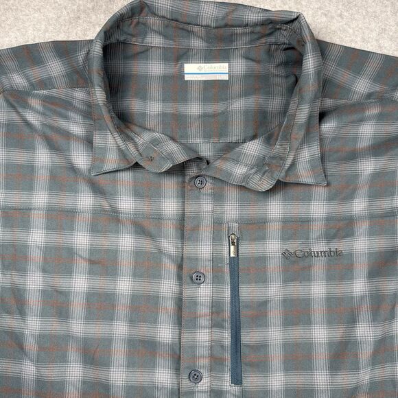 Columbia Flannel Shirt Men’s Blue Plaid Button Up Zip Pocket Casual Size XL - Picture 3 of 10